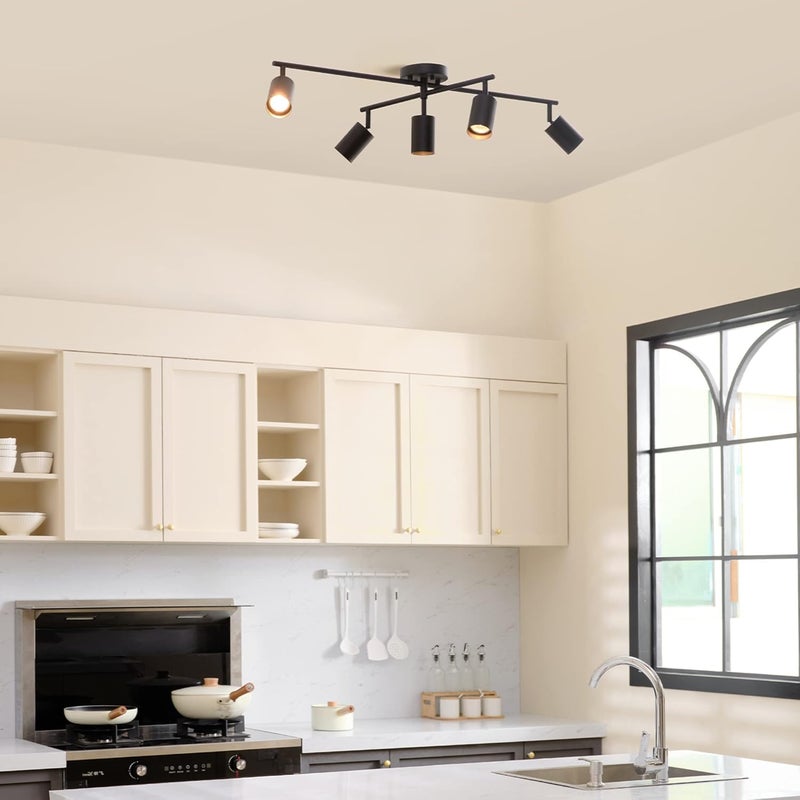 Globe Electric 5-Light Track Lighting, Matte Black, Center Swivel Bar, Adjustable Shades, Dimmable, 64000052 - Image 4